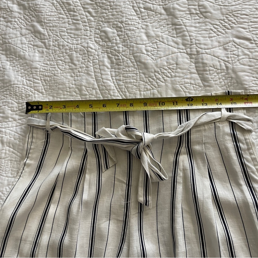 Indigo Rising Wide Leg Linen Cotton Striped Beltes Pants Size Large NWT - Picture 10 of 12